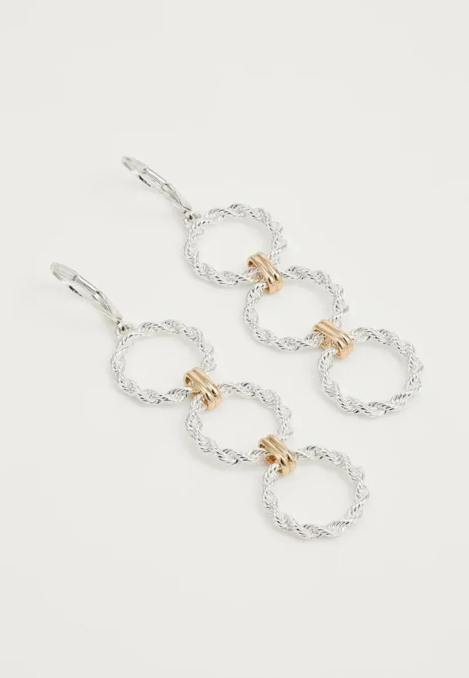 Lauren Ralph Lauren Silver Tone Triple Link Drop Earrings NWT
